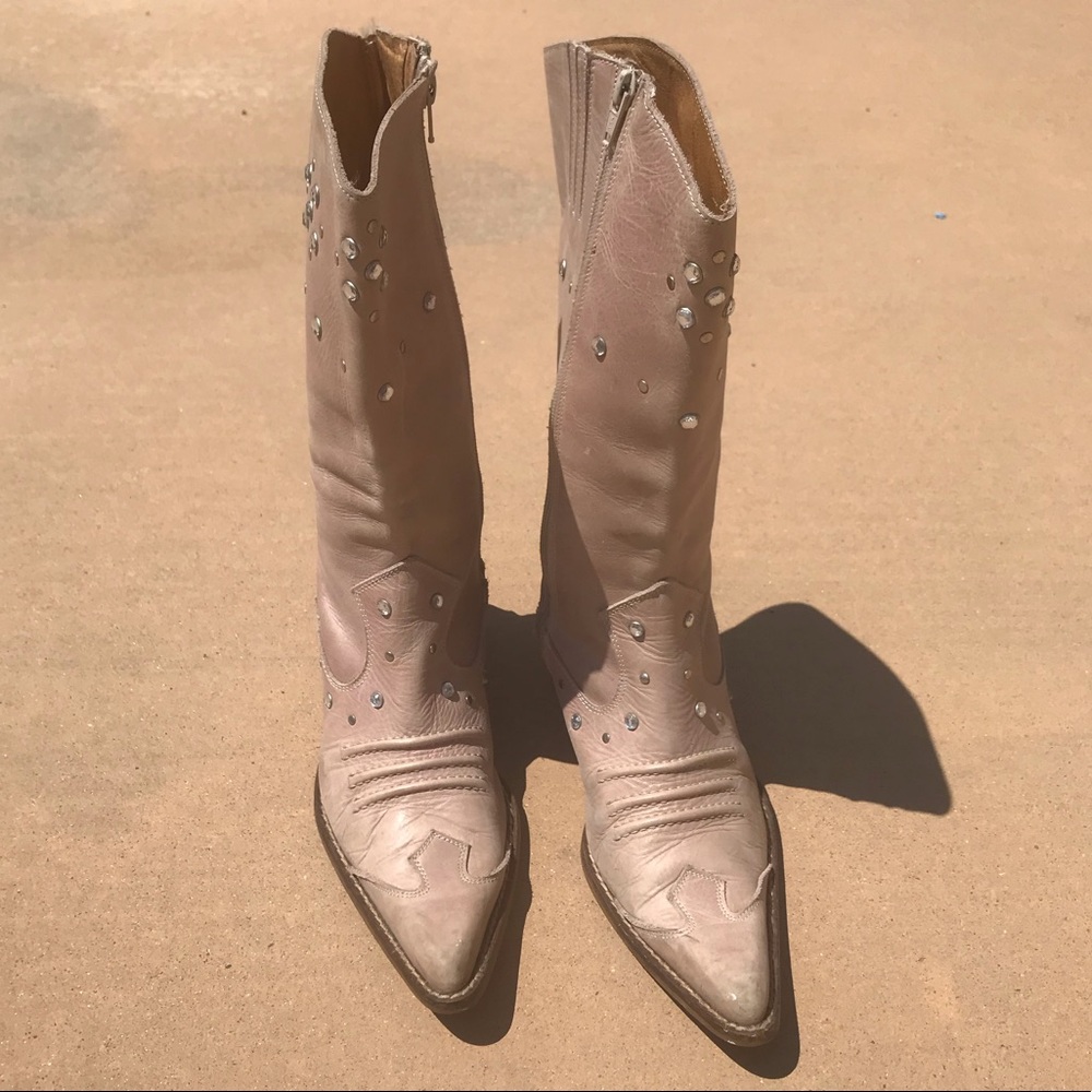 Coolest cowgirl boots ever! Vintage mauve leather - Picture 1 of 6